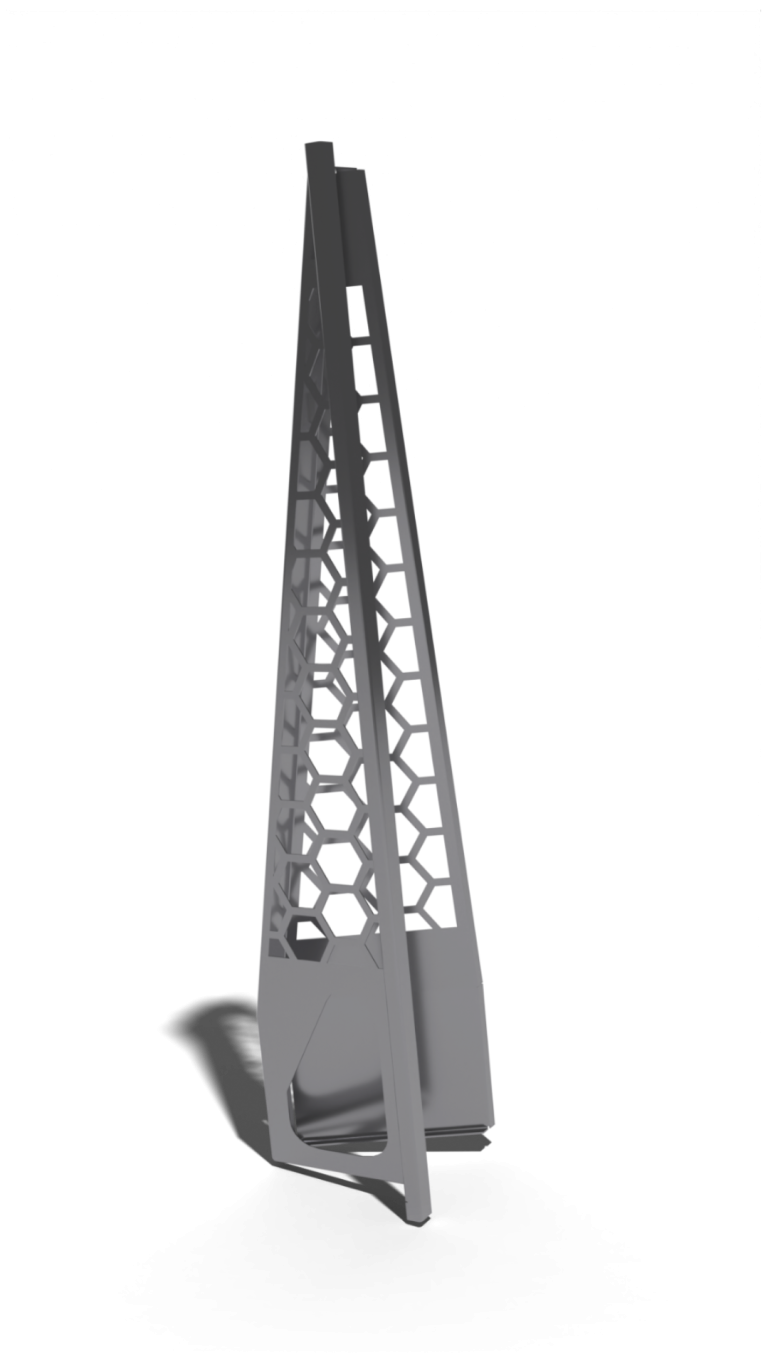 Komplexes, eigenentwickeltes CNC-gelasertes und gekantetes Blechteil mit hoher Präzision und perfekter Passgenauigkeit. Designoptimiert.
