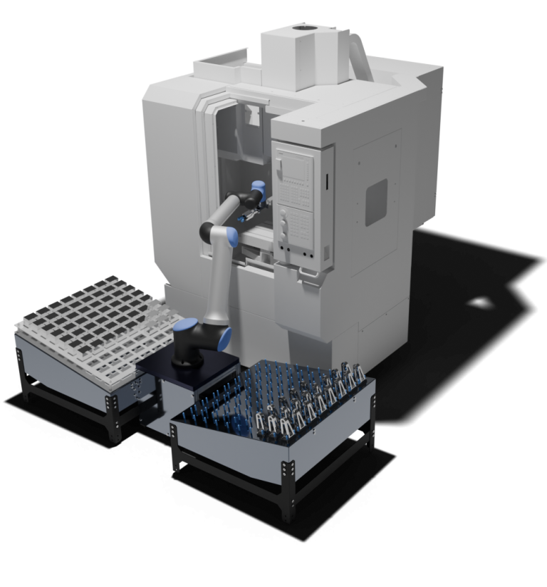 Automatisierte Beladung und Entladung einer Fräsmaschine mit einem Cobot für mehr Effizienz in der Produktion