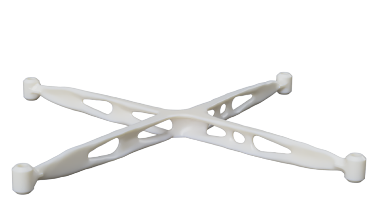 Topologieoptimierter 3D-gedruckter Rahmen für maximale Gewichtseinsparung.